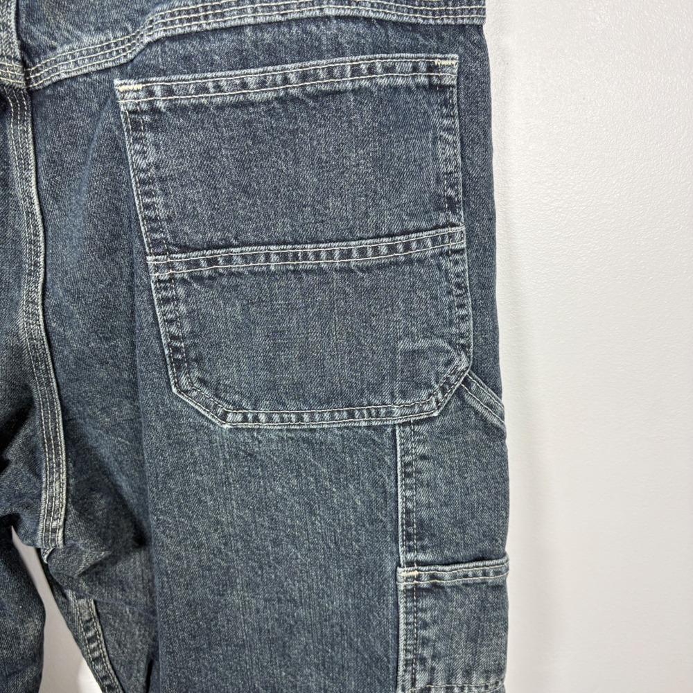 Y2K Lee Dungarees Carpenter Jeans Mens 40x30 Dark Wash Denim Utility Work Pants - Picture 3 of 6